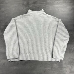 GAP Sweater Women S Gray Silver Mock‎ Roll Neck Knit Ribbed Long Sleeve